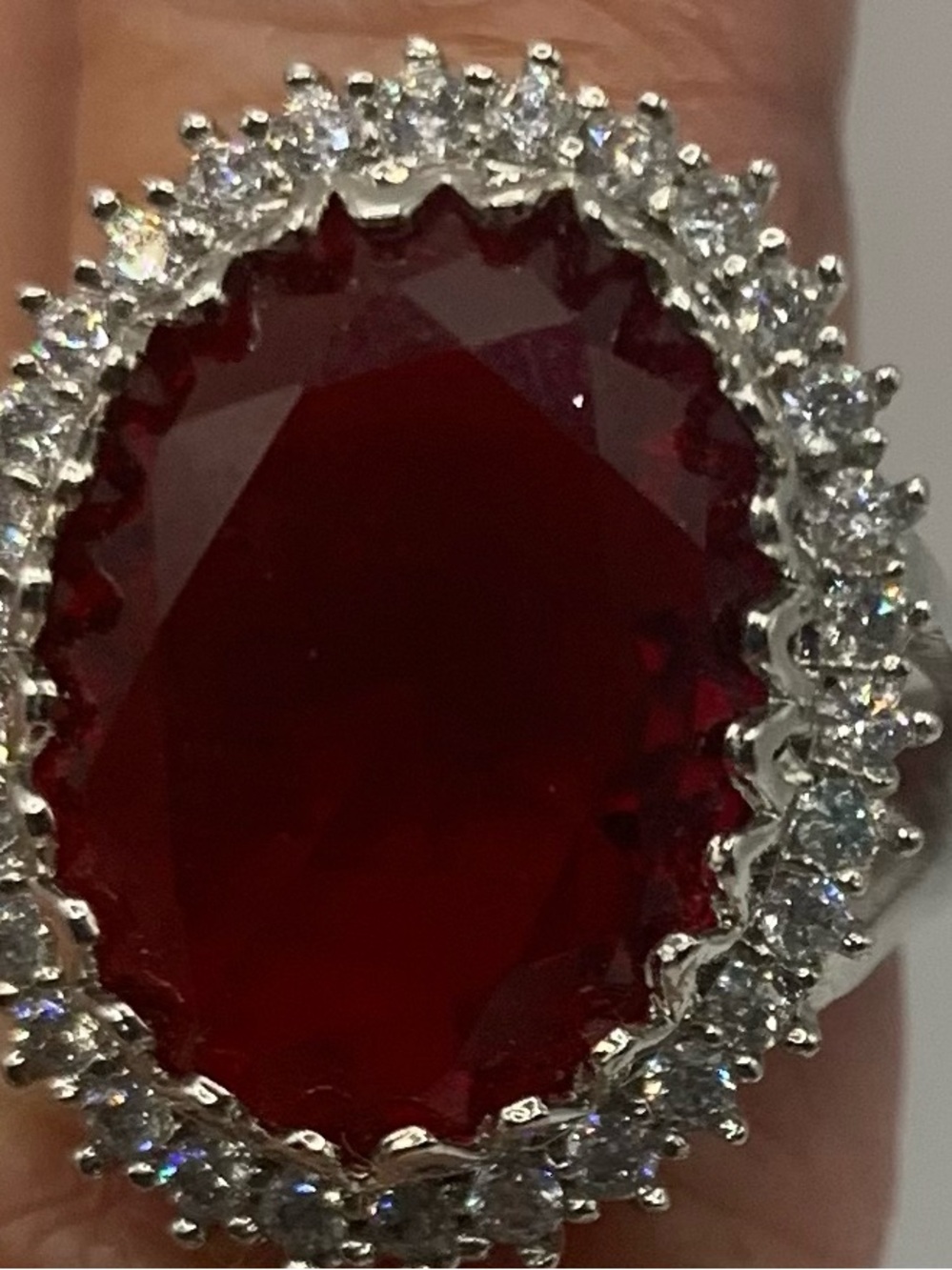 Garnet and Rhinestone Ring - Picture 2 of 6